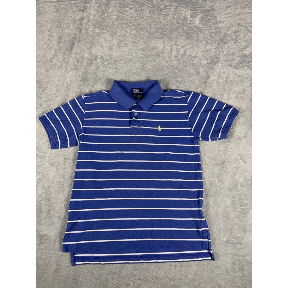 Polo by Ralph Lauren Polo Shirt Boys M Blue Striped Classic Fit Embroidered